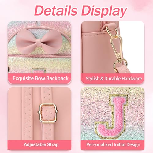 Birthday Gift for 2 3 4 5 6 7 8 9 10 Year old Girls Personalized Initial Mini Backpack Purse for Toddler Kids-Shine-J - color: Shine, style: J