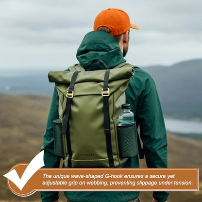 PATIKIL G-Hook Wave Buckles, Metal Adjustable Tri-Glide Slides Backpack Strap Belt Hooks - color: Gun Black, size: 27 x 34 mm