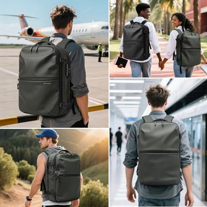 BANGE Travel Backpack with TSA lock version can hold 15.6 inch Laptop suitable Daily Commute and Overnight Flight Approved Anti-theft Bag - color: Green