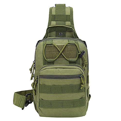 Tactical Sling Bag, Durable Nylon Crossbody Backpack with Molle System & Multiple Pockets for Outdoor Activities, Hiking, Camping, Travel, Daily Commutes, Light Adventures & Urban Errands - color: Green, size: One Size