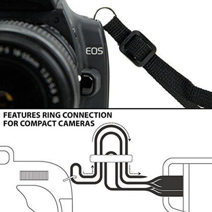 USA Gear DSLR Camera Strap Chest Harness with Quick Release Buckles, Black Neoprene Pattern and Accessory Pockets - Compatible with Canon, Nikon, Sony and More Point and Shoot and Mirrorless Cameras - color: Black