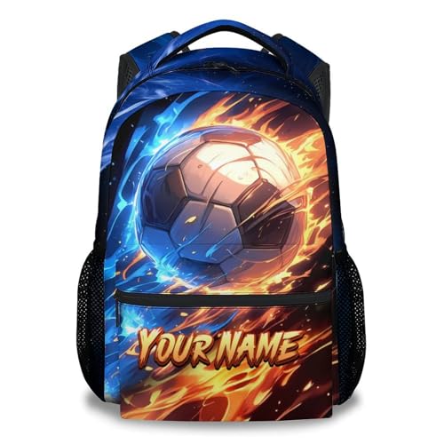 Boys Backpack, Personalized Soccer Backpacks for Kids, 17" Sports-Themed Bookbag for Elementary Kindergarten, Custom Sports Theme School Bag - color: Color-1