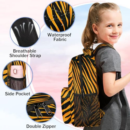 Tiger Print Backpack with Chest Strap, Casual Backpack for Women Men, 16 Inch Daypack for Travel Work, Animal - color: Purple