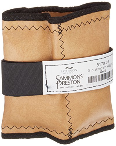 Sammons Preston Cuff Weight, 3 lb, Gold, Velcro Strap & D-Ring Closure, Grommet for Easy Hanging, Lead Free Steel Ankle & Wrist Weights, For Strength Building & Injury Rehab, Sold Individually - style: 3 lbs.