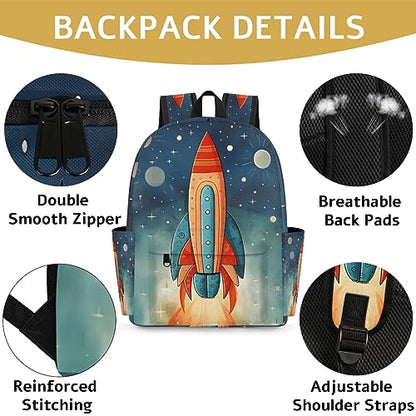 Space Rocket Kids Backpack for Boys Girls Galaxy Planet Preschool Toddler Backpack Kindergarten Nursery Bookbag Travel Children Lightweight School Bag - color: Rocket