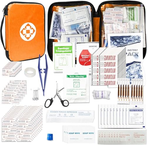 300Piece Portable First Aid Kit Refill Supplies for Car Mini Caming Emergency First Aid Kit Hiking Survival Essential Kit for Outdoor Adventure Emergency Case, Orange 1st Aid - style: Orange-300Pcs