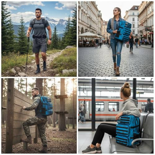 Military Tactical Backpack 55L for Men & Women Bug Out Bag Assault pack Molle Daypack Hiking Trekking Rucksack (Blue tie dye) - color: Blue Tie Dye