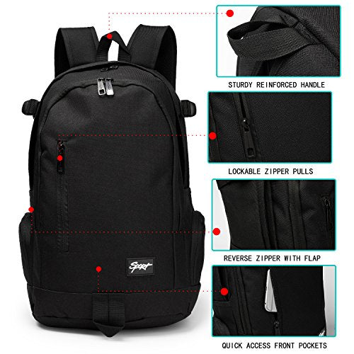 rickyh style School Backpack Travel Bag for Men & Women Lightweight College Back Pack with Laptop Compartmen - color: 01hei