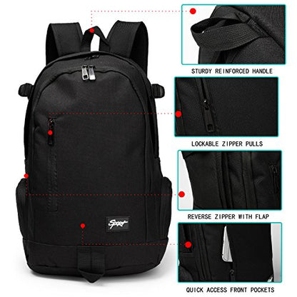 rickyh style School Backpack Travel Bag for Men & Women Lightweight College Back Pack with Laptop Compartmen - color: 01hei