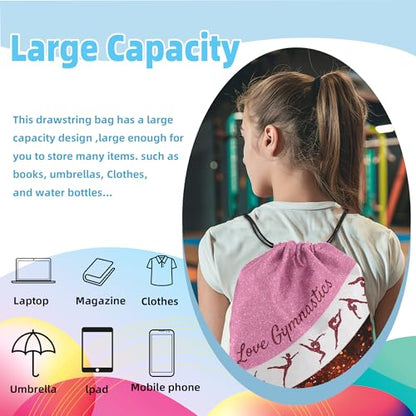 Gymnastics Drawstring Backpack - Team Gifts Bag (Blue, 1Pcs) - color: Blue