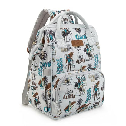 Montana West Wrangler Callie Diaper Bag Backpack with Stroller Straps Western Pattern Multifunction Baby Travel Bag WG2204-91102BG - color: Tt-beige