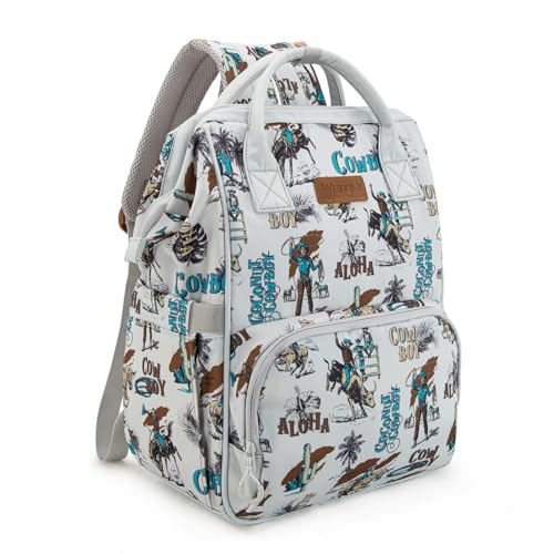 Montana West Wrangler Callie Diaper Bag Backpack with Stroller Straps Western Pattern Multifunction Baby Travel Bag WG2204-91102BG - color: Tt-beige