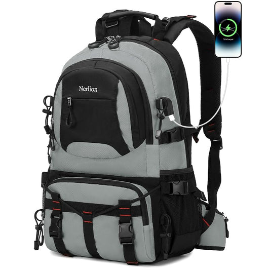 Nerlion 40L Hiking Backpack Travel Backpack for Men Women Camping Waterproof Outdoor Hiking Daypack Lightweight Backpack (Light Gray) - color: A8- Light Gray