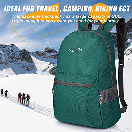 G4Free 20L Lightweight Packable Backpack Travel Hiking Daypack Foldable Backpack for Men Women - color: Green Update, size: 20L