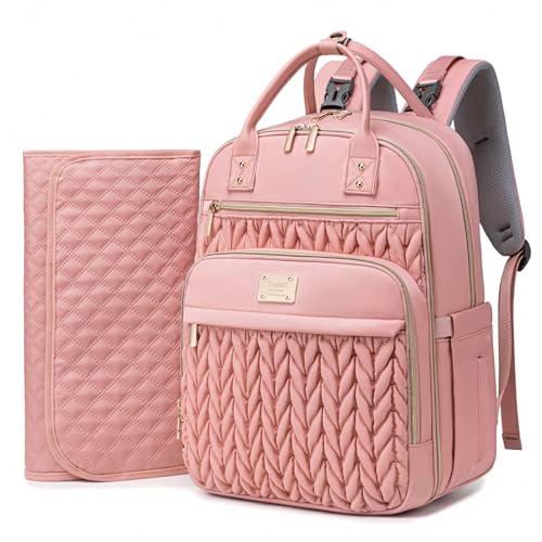 Tealari Diaper Bag Backpack,Stylish Baby Diaper Bag,Waterproof Travel Diaper Backpacks Baby Bags with Changing Pad,Stroller Straps,Insulated Pockets (Pink) - color: Pink