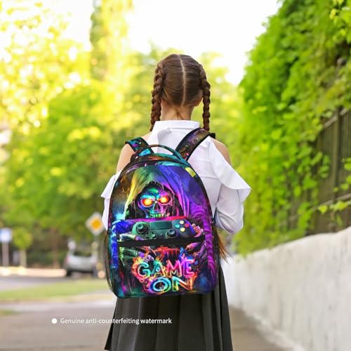 Gaming School Backpack for Boys Game Boys Backpack for Kids Children Teens Elementary Middle School Students Ages 6-18 Video Game Bookbag Travel Back Pack - color: Cool Game Skull