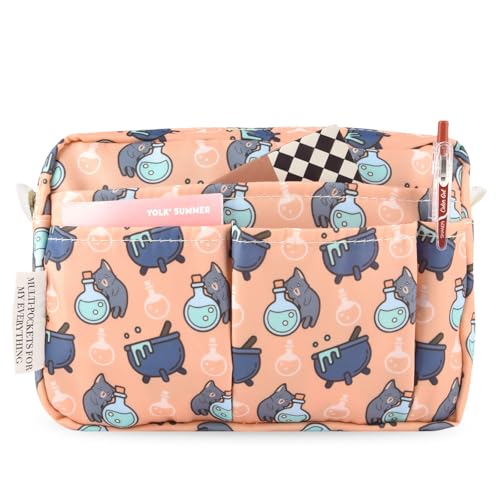 Portfolio Organizer with Multiple Pockets, Waterproof Travel Zippered Toiletry Bag, Portable Storage Pencil Pouch for Notebooks, Stationeries, Make-up, Journal Office Art Supplies.Potion Cat - color: Potion Cat