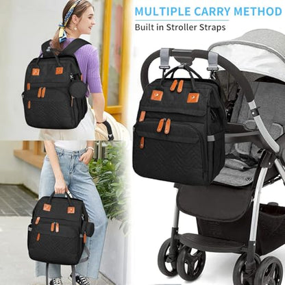 KABAQOO Diaper Bag Backpack with Detachable Changing Station, Large Capacity Baby Diaper Bags for Boys & Girls, Baby Registry Search Stuff & Shower Gifts, Newborn Essentials Must Haves, Black-2s - color: Black-2s