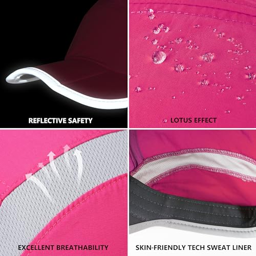 GADIEMKENSD Reflective Folding Outdoor Hat Unstructured Design UPF 50+ Sun Protection Sport Hats for Womens and Mens - color: Rose Red