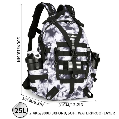 Lovelinks21 25L Tactical Backpack Hiking Daypacks Outdoor Military Molle Bag EDC Rucksack Motorcycle Backpack for Camping - color: Black&white