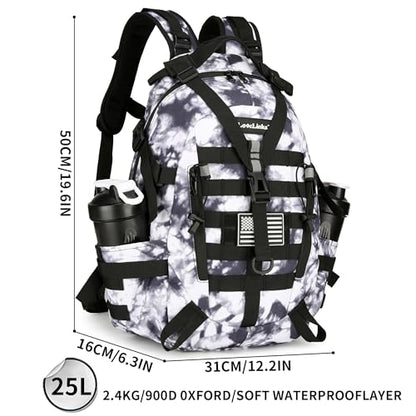 Lovelinks21 25L Tactical Backpack Hiking Daypacks Outdoor Military Molle Bag EDC Rucksack Motorcycle Backpack for Camping - color: Black&white