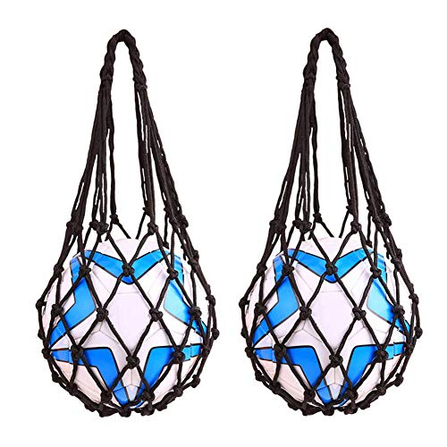Basketball Net Bag Soccer Football Mesh Storage Sports Ball Holder Nylon Carry Bag Durable Single Ball Carrier 2 Pack Black Fit Ball 3 4 5 - color: black
