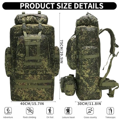 100L Camping Hiking Backpack,Molle military Tactical rucksack backpack,Waterproof Lightweight Hiking Backpack - color: Pixel Tie-dye