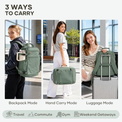 coofay Travel Backpack for Women Men, Carry on Backpack for Airplanes - color: Olive Green