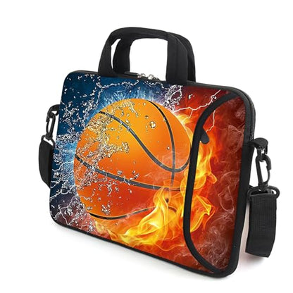 AMARY 15.4" 15.6" laptop sleeve adjustable shoulder strap with handle accessory pocket for men women (Hot basketball) - color: Hot Basketball