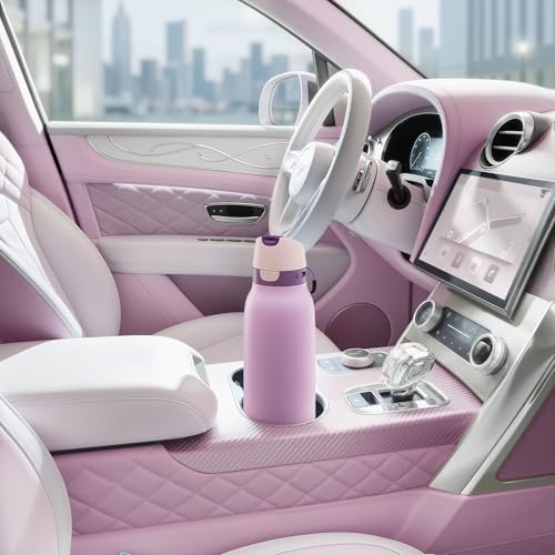 Meoky 24 oz Stainless Steel Slim Water Bottle: Leak Proof Locking Lid, 2-in-1 Straw and Spout, 24 Hours Cold, Top Handle, BPA Free, Insulated Water Bottle for Women Sports Travel Gym, Lavender - color: Lavender