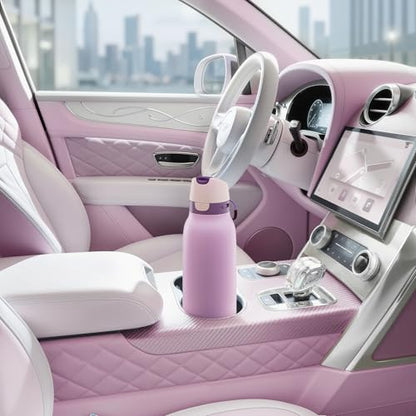 Meoky 24 oz Stainless Steel Slim Water Bottle: Leak Proof Locking Lid, 2-in-1 Straw and Spout, 24 Hours Cold, Top Handle, BPA Free, Insulated Water Bottle for Women Sports Travel Gym, Lavender - color: Lavender