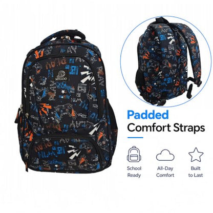 MYGOO Boys School Backpack Doubleday Gamer Black Bookbag for Elementary Middle School Ages 5-12, 17 inch Large Capacity 24L Kids Student Travel Bags - color: Doubleday Gamer Black