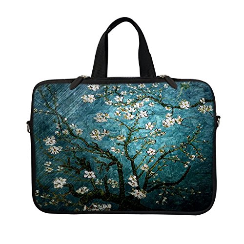 13.3 Inch Neoprene Laptop Sleeve Bag Carrying Case with Hidden Handle Design Compatible with MacBook Air Ultrabook, Chromebook - Almond Blossoming - color: 3005, size: 13 - 13.3 Inch