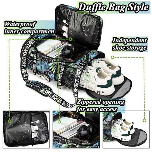 Gym Duffle Bag Backpack with Shoe Compartment,4 ways Travel Backpack for Women and Men,Multi-Functional Weekender bag with Waterproof Layer&Laptop Compartment for Fitness, Travel,Camping - color: Bronze