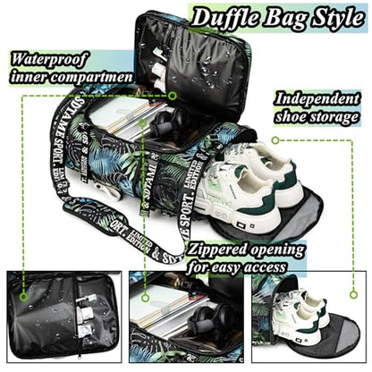 Gym Duffle Bag Backpack with Shoe Compartment,4 ways Travel Backpack for Women and Men,Multi-Functional Weekender bag with Waterproof Layer&Laptop Compartment for Fitness, Travel,Camping - color: Bronze