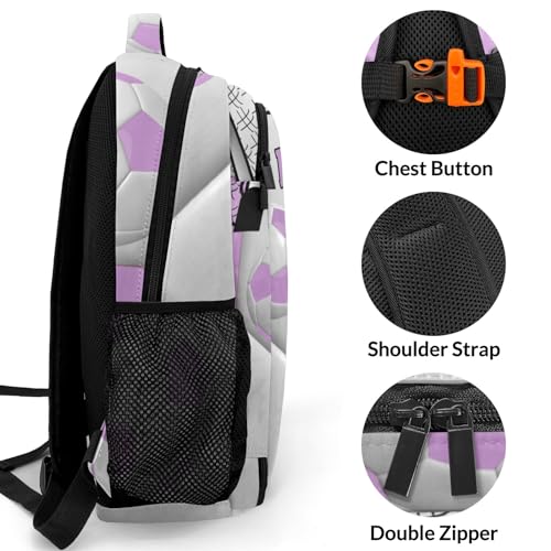 Personalized Name 16.5 Backcpack Sport Ball Athlete Player Soccer Light Purple Toddler Backpack for School Gym Girls Boys Elementary Kids Backpack - color: Light Purple