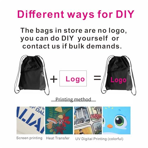 20PCS Drawstring Bag Sports Gym String Backpack Bulk Cinch Bag Sackpack with 2 layer Zip pocket for Yoga Gym Traveling (20, black) - color: Black
