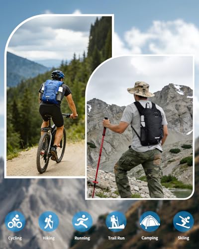 Blue Quartz Hydration Backpack with 2L Water Bladder, 18L Hiking Backpack for Women Men, Lightweight Water Pack with Phone Pocket for Quick Access, Hydration Pack for Cycling, Running, Biking - color: Black