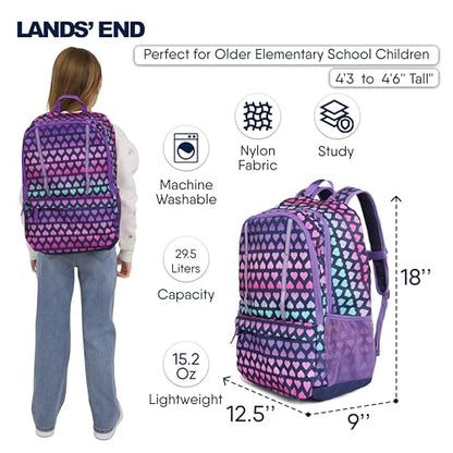 Lands' End Unisex Kids Large ClassMate Lightweight Durable Elementary School Backpack, Rose Violet - color: Rose Violet