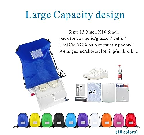 Drawstring Backpack Bulk 30 Packs Draw String Bags for Gym Sports Trip Pedestrianism Cinch Sack DIY for Women Men with Memo Card (Black) - color: Black