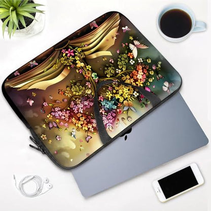 14 15 15.4 15.6 inch Laptop Handle Bag Computer Bag, Pouch Holder Notebook Sleeve Cover Soft Case Compatible for Dell,Lenovo,Toshiba HP, Asus Notebook-Books Grow Trees and Butterflies - color: Books Grow Trees and Butterflies