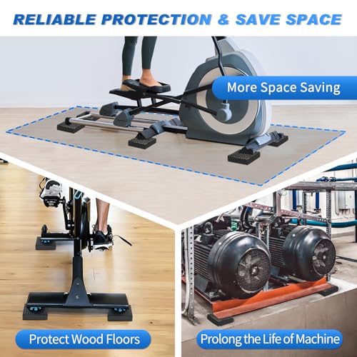 BXI Heavy Duty Exercise Equipment Mat Pads Natural Rubber, 0.8 Thick 4 x 4 Inches 4 Pcs Non Slip Noise Reduction Anti Vibration Treadmill Stationary Bike Mats, Steel Embedded Pads for Hardwood Floors - size: 6''x 6'', 6pcs