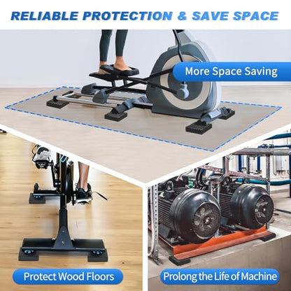 BXI Heavy Duty Exercise Equipment Mat Pads Natural Rubber, 0.8 Thick 4 x 4 Inches 4 Pcs Non Slip Noise Reduction Anti Vibration Treadmill Stationary Bike Mats, Steel Embedded Pads for Hardwood Floors - size: 6''x 6'', 6pcs