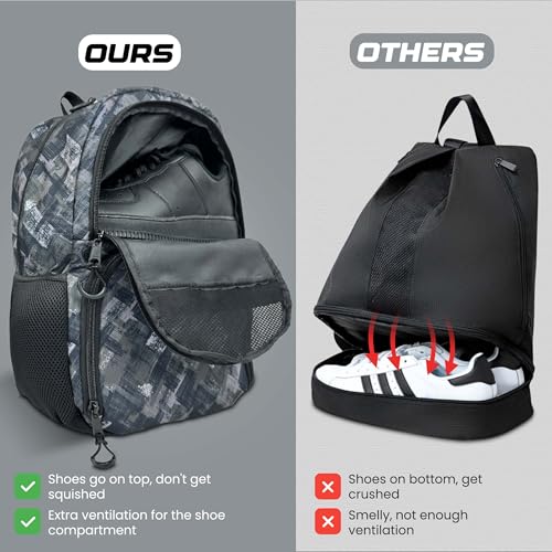 Soccer & Basketball Sports Bag with Ball Pump - Basketball Backpack with Separate Ball & Shoes Holder Compartment, Soccer Basketball Football & Volleyball Bag with Large Capacity - color: Grey