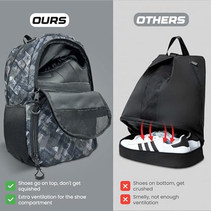 Soccer & Basketball Sports Bag with Ball Pump - Basketball Backpack with Separate Ball & Shoes Holder Compartment, Soccer Basketball Football & Volleyball Bag with Large Capacity - color: Grey