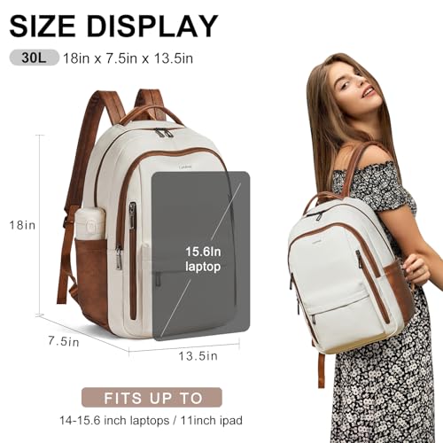 LATMAP Backpack Purse for Women Men Faux Leather Backpack, Travel Work Laptop Back Pack Teacher Bookbag fits 15.6" Laptop, Beige - color: Style2-beige1