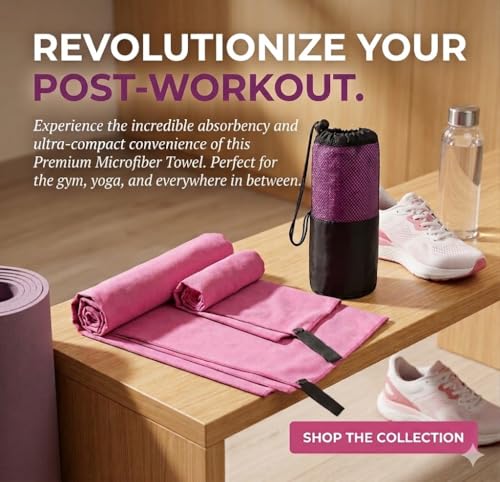 EPAuto 2-Pack Microfiber Quick Dry Towel Set - Lightweight, Super Absorbent & Compact Travel Towels (60"x30" & 24"x15") for Gym, Camping, Beach, Yoga & Backpacking, Pink - color: Pink