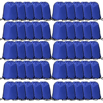 CODOBON 50 Pcs Drawstring Bags, Bulk Draw String Backpack, Cinch Polyester Bag for Gym Sport, Royal Blue - color: Royal Blue