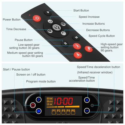 SoftGym Waver Vibration Plate Exercise Machine for Lymphatic Drainage Weight Loss,120 Speed Levels Vibrating Platform with Resistance Bands,Full-Body Workout Equipment for Muscle Activation - style: Slim- Black