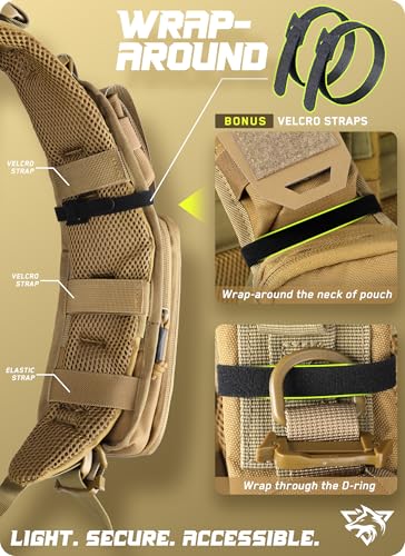 WYNEX Molle Backpack Accessories Pouch of Curve Design Version, Tactical Backpack Strap Pouch Hiking Backpack Attachment Pack - color: Coyote Brown